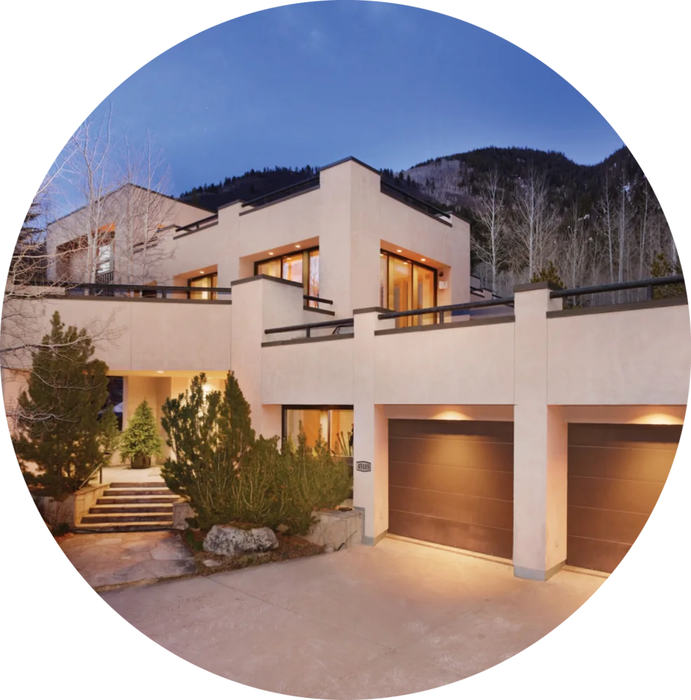 A home surrounded by mountains